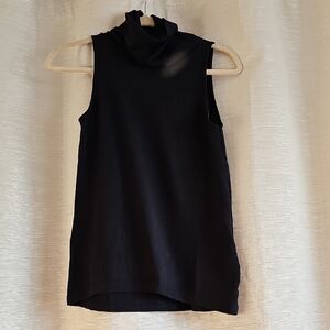 Sleeveless Navy Turtleneck Top